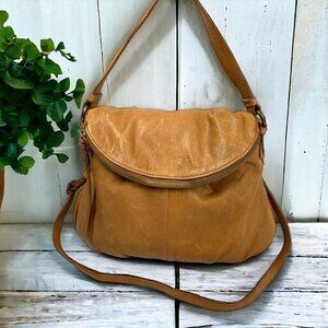 Margot Adelle Convertible Hobo Bag Light Brown Soft Genuine Leather 14"W x 12"H